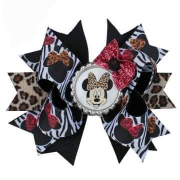 Adorable Things Other - 4.5 INCH ANIMAL PRINT MINNIE MOUSE HAIRBOW